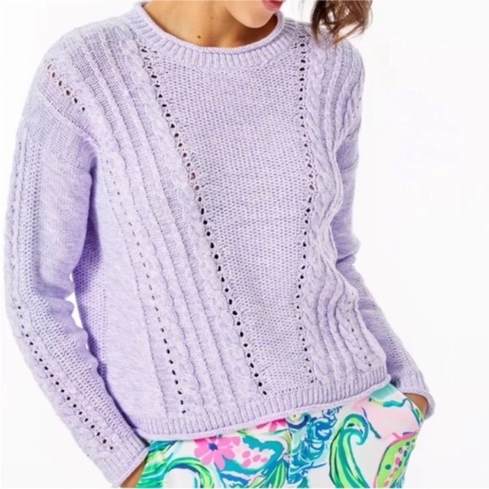 Lilly Pulitzer Macy Lavender Cable Knit Sweater Xs